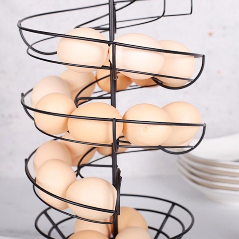 Helical Eggs Rack with Space Saving Design Holds 36 Eggs Includes Storage Box for Organized Refrigerator and Easy Kitchen Access