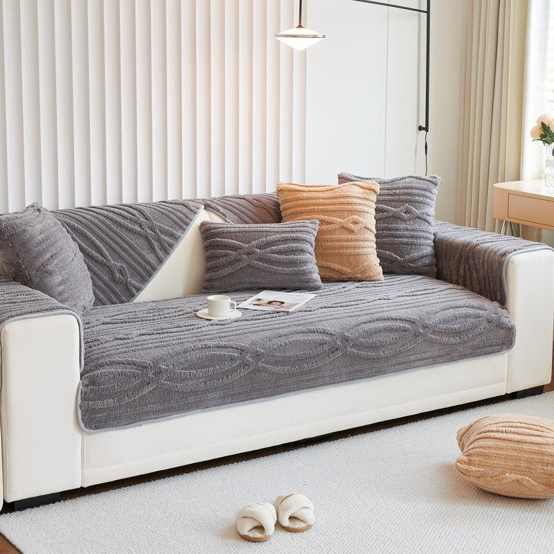 Sofa Cushion Thickened Fleece Cushion Autumn and Winter New Non-Slip Cover Cloth Shu Cotton Velvet Coral Velvet Sofa Cover