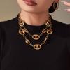 Hollowed Coffee Beans Link Chain Necklace In Stainless Steel With 18K Gold Plated Collar Chains Choker Necklaces for Women