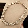 Kvinner Party Luxury Crowd Clear Rhinestone Flower Bronse Choker Bib Halskjede