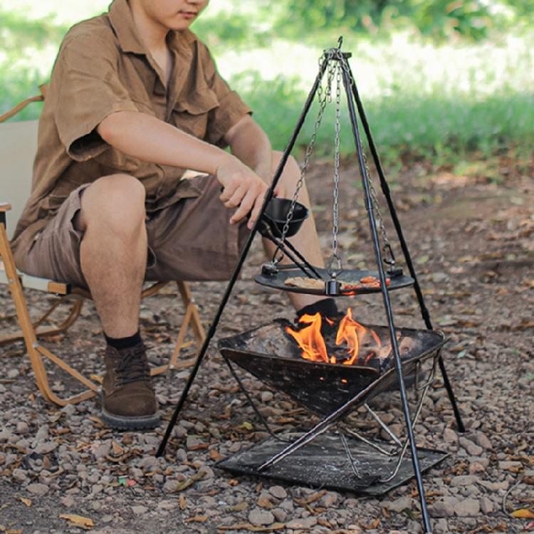 Aluminum Alloy Bracket Barbecue Tripod Stand Detachable Outdoor Griddle Grill