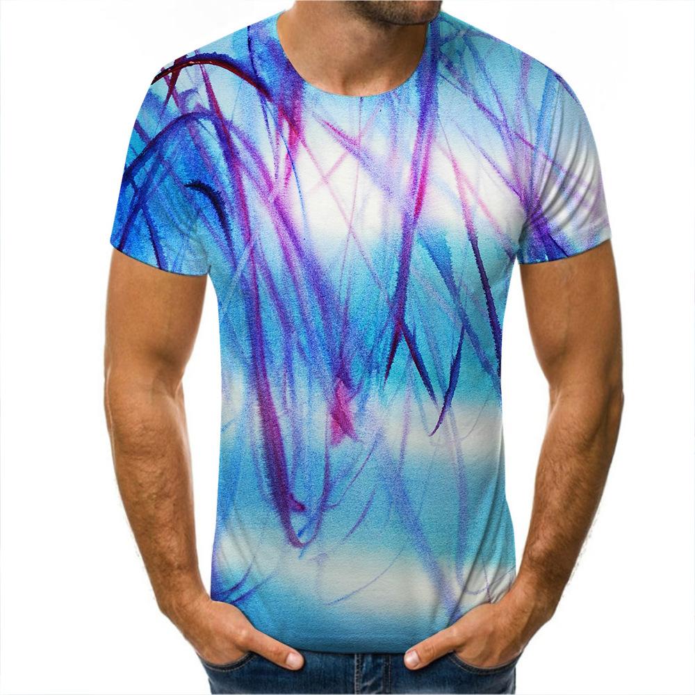Graffiti-Malerei, Farbverlauf, 3D-Digitaldruck, trendiges Herren-T-Shirt, Rundhalsausschnitt, kurzärmeliges Oberteil