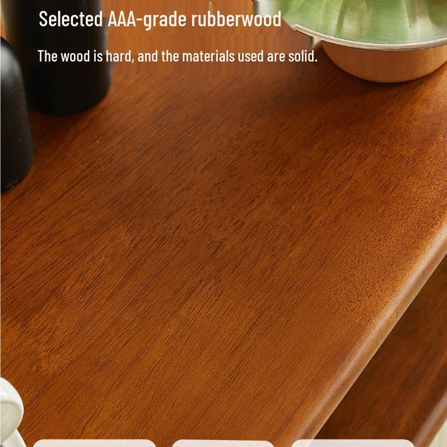 Solid Wood Retro Trolley: Movable Side Table & Snack Cart