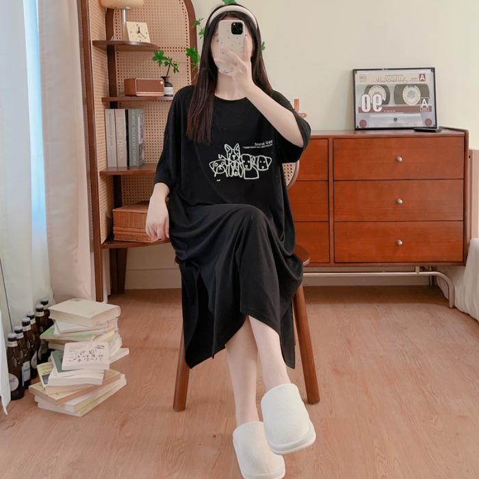Tall Long 2026 New Korean Version Large Size Fat Mm Summer T-shirt Skirt Loose Ankle Short Sleeve Dress