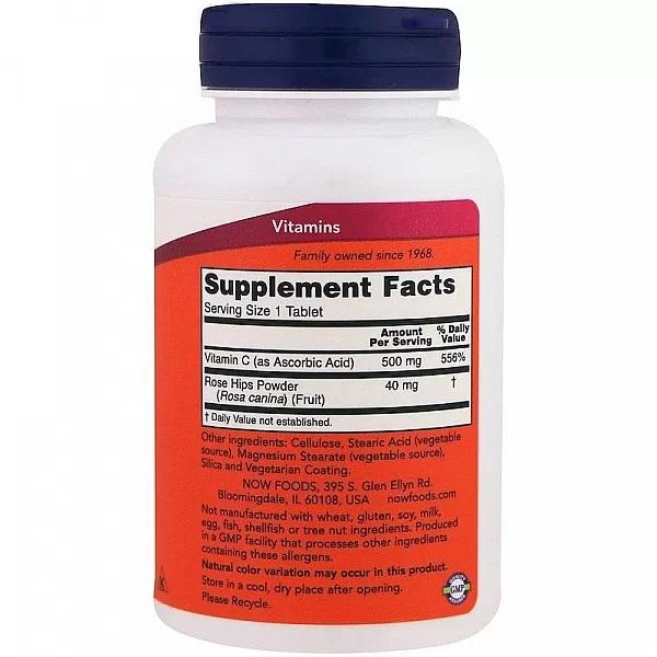 Now Foods Vitamin C-500  With Rose Hips