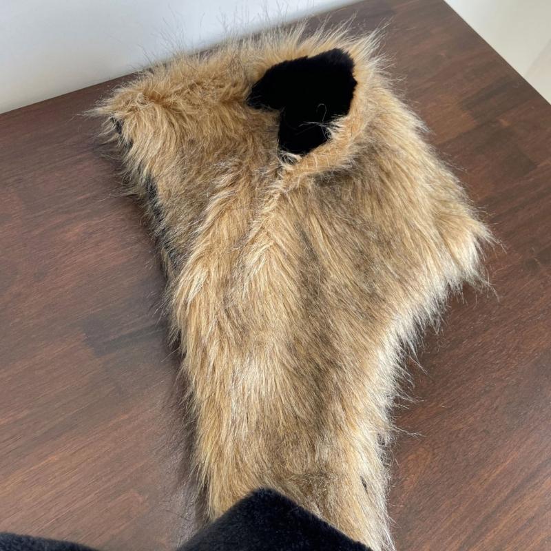 Furry Neck Scarf Hat with Animal Ear Winter Outdoor Sport Shawl Hat Anime Costume Earmuff Hat for Skiing Cold Weather