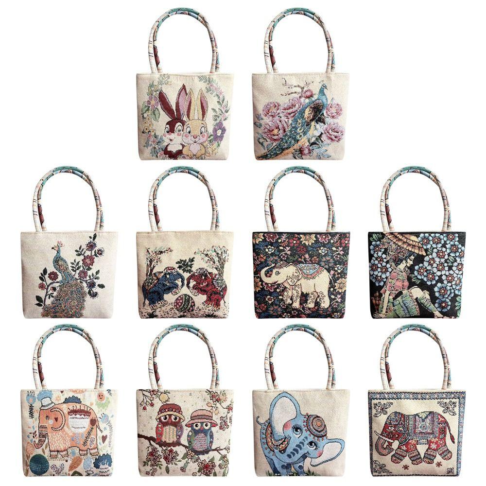 

Large capacity Embroidery Tote Bags Embroidery Underarm Handbag Simple Women Shopping Bag Type F