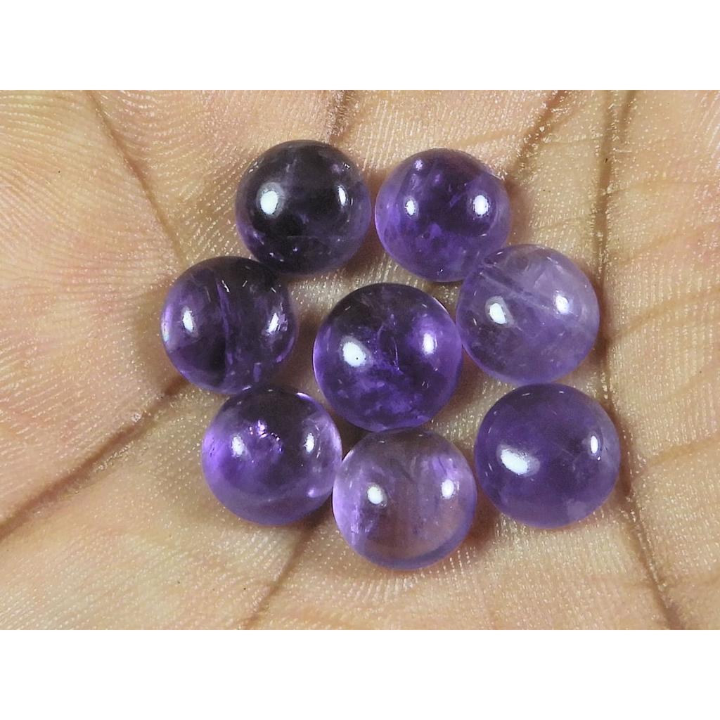 9MM Natural Amethst Ring Size Round Cabochon Loose Gemstone 8Pcs Lot 24Cts. A-441