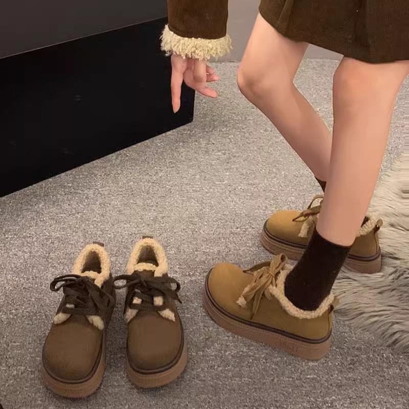 Cotton shoes women's winter new popular retro fashion velvet warm small thick-soled casual snow boots