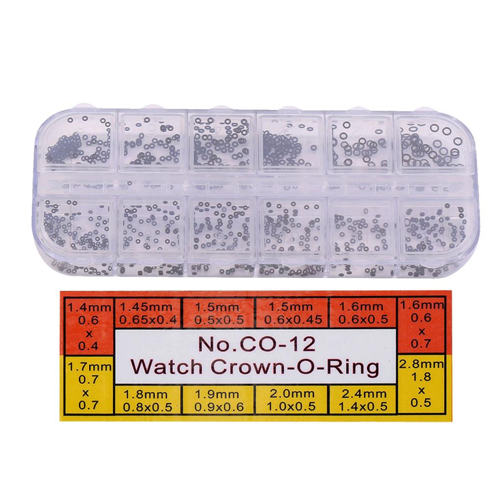 1.4 2.8mm 12 Sizes Rubber Rings Watches Gaskets Tiny Crown O Ring Box Set for Waterproof Seal