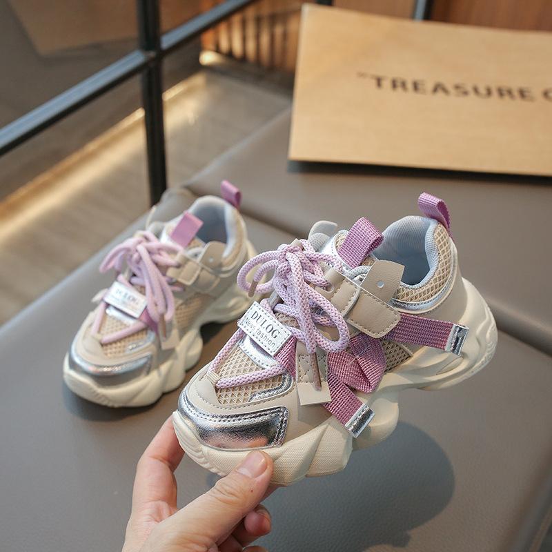 

Girls sports shoes fashion breathable mesh children s running shoes 2025 spring and autumn models middle-aged and older girls dad shoes tide 26