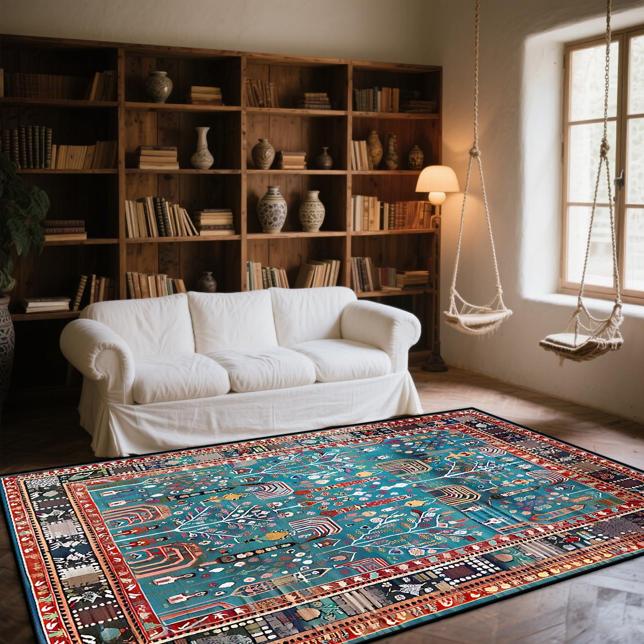 

American Style Retro Decoration Rug Living Room Abstract Art Bedroom Easy Clean Sofa Carpet Lounge Coffee Tables Washable Mat 60*90cm