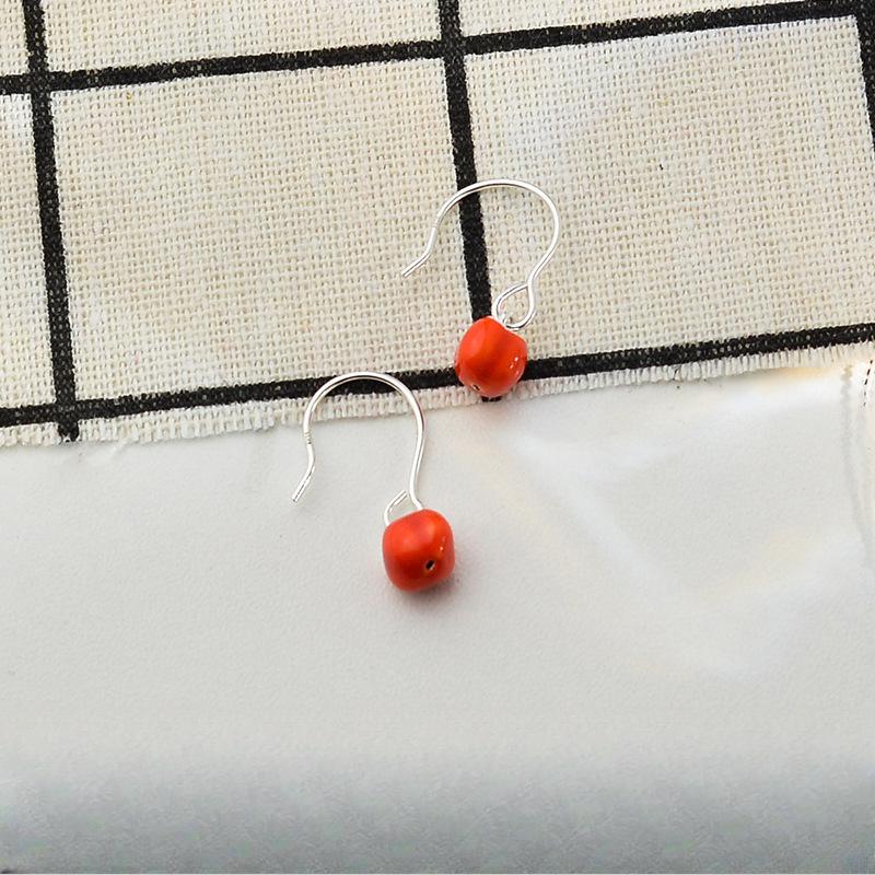 Persimmon Ruyi Earrings New Year's Trendy Earrings Red Small Earrings Persimmon Ear Hooks