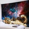 LB Cat Butterfly Tapestry, Cool Funny Cat with Butterfly Wall Tapestry for girls, Fantasy Galaxy Wall Art for Bedroom Living Room Dorm Home Decor, 60