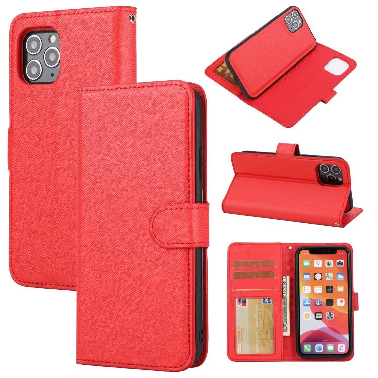 For iPhone 11 Pro Max Cross Texture Detachable Leather Phone Case