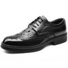 Summer Business Dress Shoes Men's Leather Brogue Shoes Pointed Party Trend Wedding Shoes Classic Formal Men Oxfords Lace Sandals