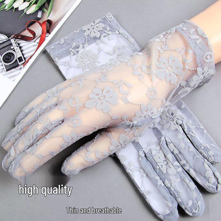 Women's Korean Style Lace Sun Protection Driving Gloves - Breathable & Ultra-thin for Summer