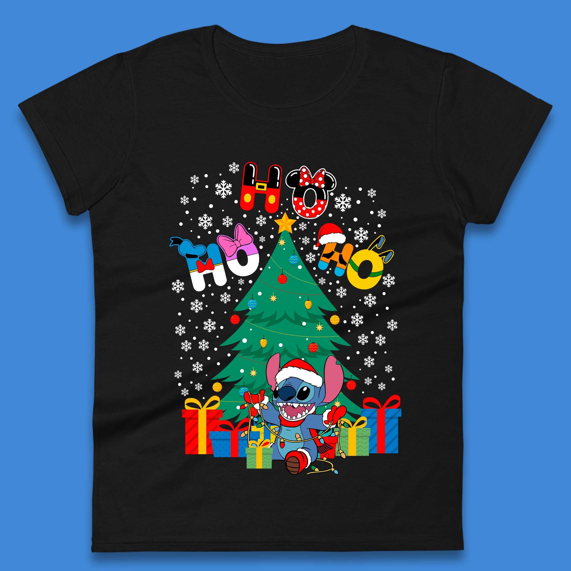 Ho Ho Ho Stitch Christmas Womens T-Shirt Mens Tops Tees Unisex 2XL