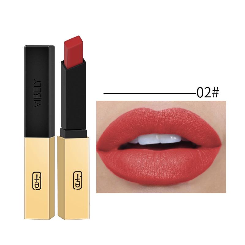 

Vibly Small Gold Bar Does Not Stick Cup Matte Red 16-color Golden Tube Nude Lipstick Краса 02