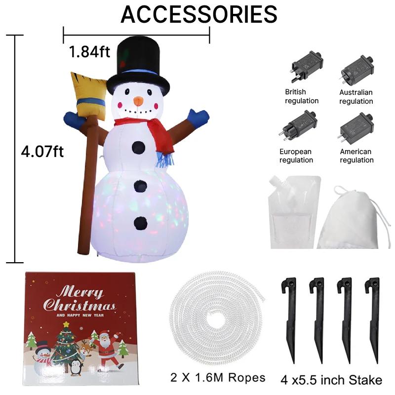 

3.9FT Xmas Holiday Inflatable Yard Decor LED Snowman Broom Christma Outdoor Home Decoration Ornament Festive Toy Gift Supplies UK