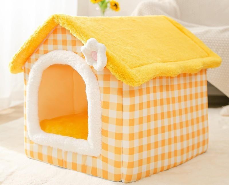 Cuccia Pieghevole per Gatti Casa per Cani Inverno Villa per Gatti Cuccia per Dormire Nido Caldo Rimovibile Tende Chiuse Grotta Divano Forniture per Animali Domestici