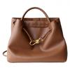 Womens Genuine Leather Tote Bag With Metal Bow Detail Large Capacity Shoulder Handbag Vintage Style