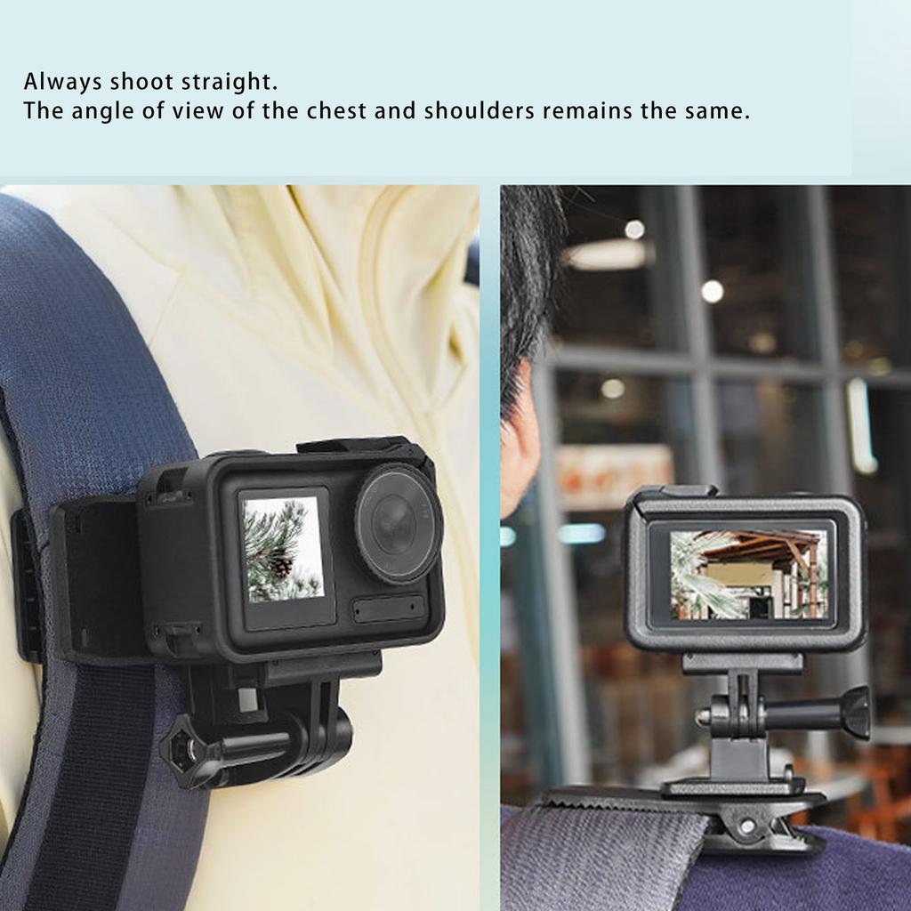 Action Camera Backpack Strap Mount Quick Release Backpack Shoulder Strap Clamp Mount for Action 3 4 for Pocket 3 for X4 GO3