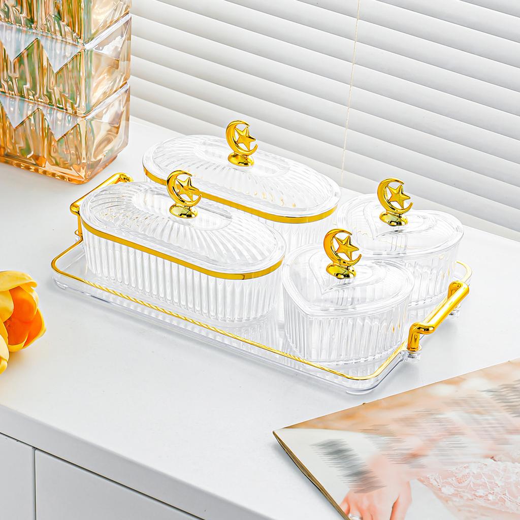Middle Eastern Festival Fruit Tray Living Room Transparent Refreshment Tea Table Snacks Place Plate Candy Snack Plate