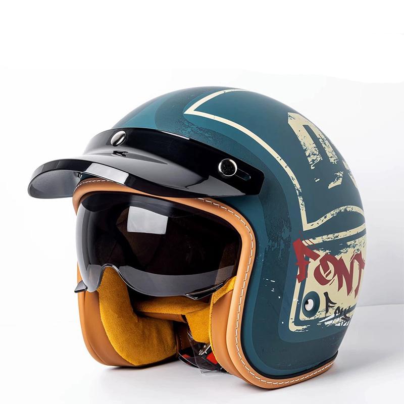 Three-quarters retro helmet motorcycle helmet motorcycle brigade equipped with cruise pedal motorcycle helmet 3/4 helmet visor h