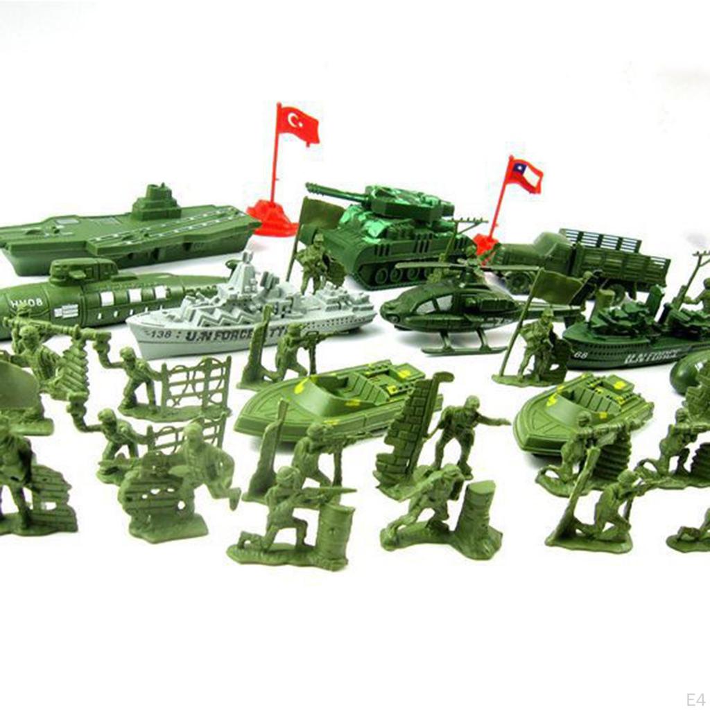 52 Pieces Soldier Figures Toys Playset Sand Table Decor Mini Layout Model Men Soldiers with