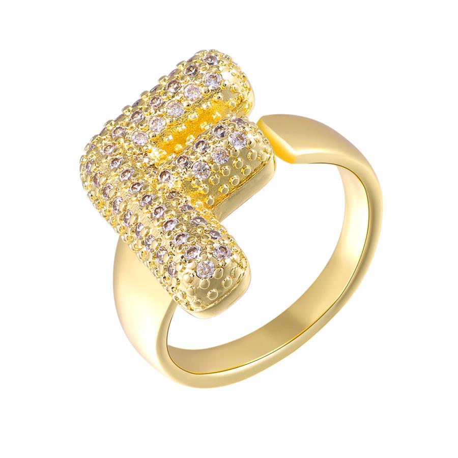 Zirkon Kupfer Mikro-Eingefasst 26-Buchstaben Offener Ring - Europäischer & Amerikanischer Weihnachtsschmuck