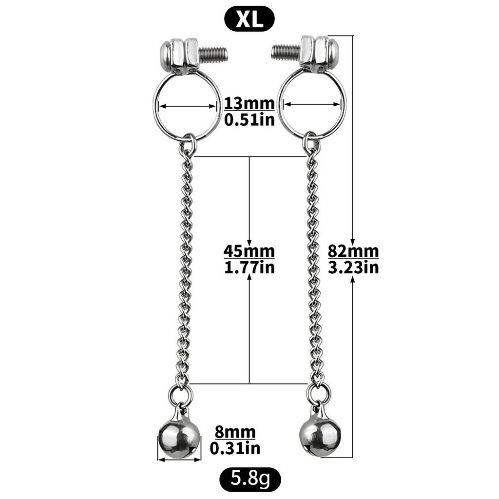 Stainless Steel Nipple Clamps with Bell Sex Toy Gay Slave BDSM