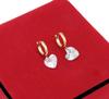 Gold Heart Earrings Diamond Surgical Steel