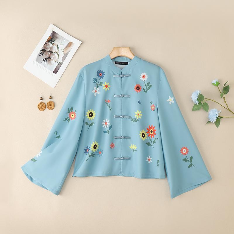 ZANZEA Women Casual Round Neck Loose Long Sleeve Floral Print Blouse