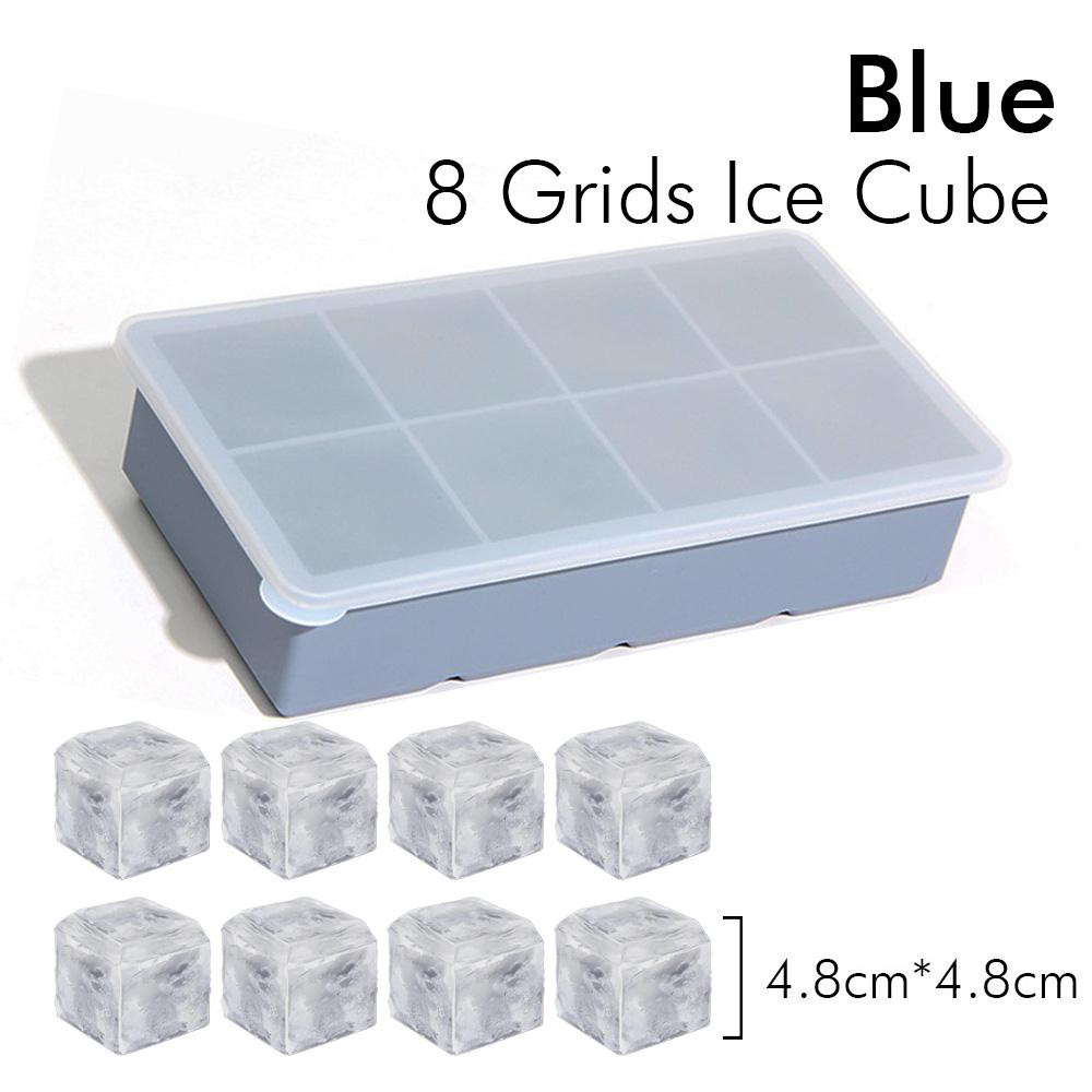 Ice Cube Tray Ice Cube Silicone Molds Ice Cube Maker Square Ice Tray Large Ice Cube 8 Grid Ice Mold Kitchen Accessories Gadgets