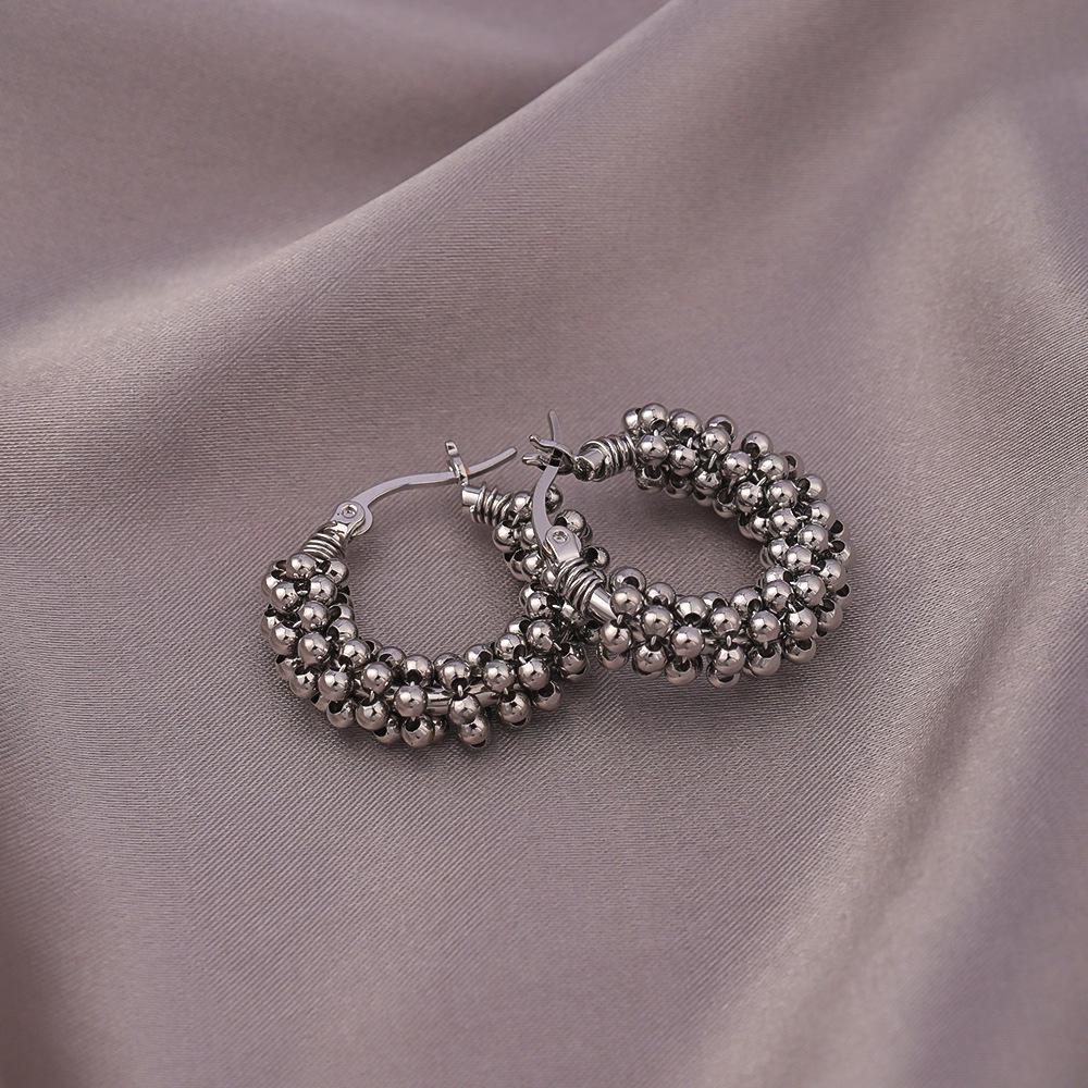French Light Luxury Unique Ball Wrap Hoop Earrings for Women - High-End Fashion Versatile Studs