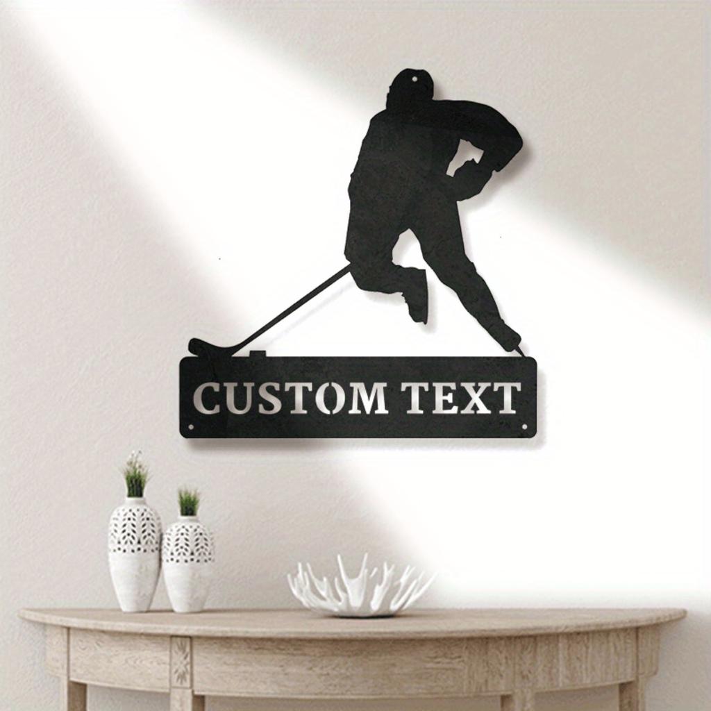Customizable Metal Hockey Player Wall Art, Home Decor Sign, No Power Needed