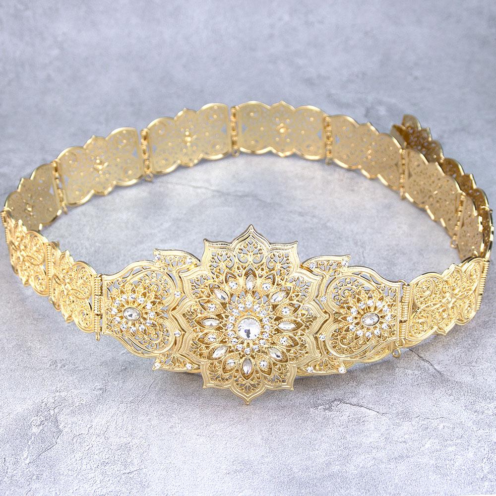 Poyasa Fashion Caucasus Women Dress Belt Metal Waist Chain Adjustable Length Arabic Bridal Wedding Jewelry Waistband