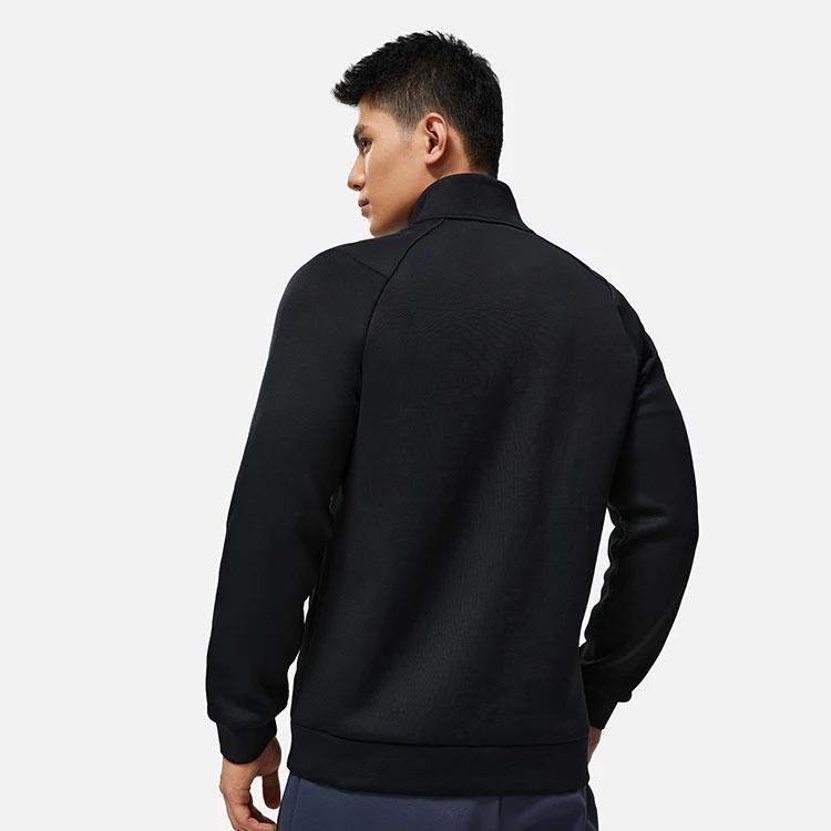 Li-Ning Li Ning Fitness Series Sweatshirts Men's Black Stand Collar Moderate Cardigan Unisex AWDT437-1