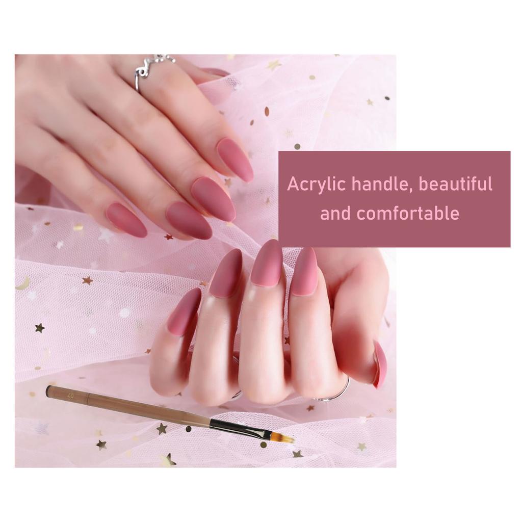 Nail Drawing Pen Nylon Flat Painting Nail Tool Fingernail Extension Gel Brush Brown Transparent Pen