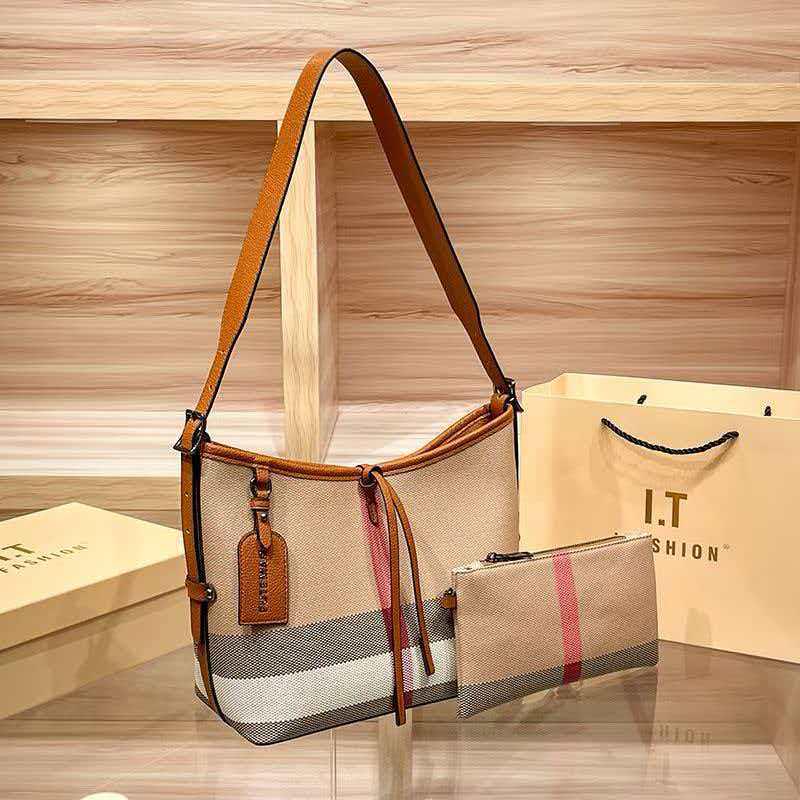 "2023 Women's Genuine Leather Plaid Shell Handbag - Versatile, Large Capacity, Shoulder & Messenger Bag"
