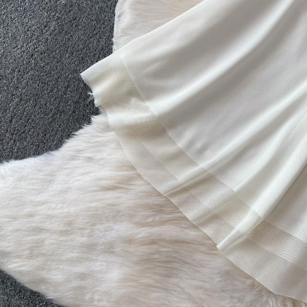 Vestido Mini Bustier Sexy de Malla sin Tirantes para Mujer, sin Mangas, con Pedrería, Espalda Descubierta, Estilizador, Cruzado, Corto