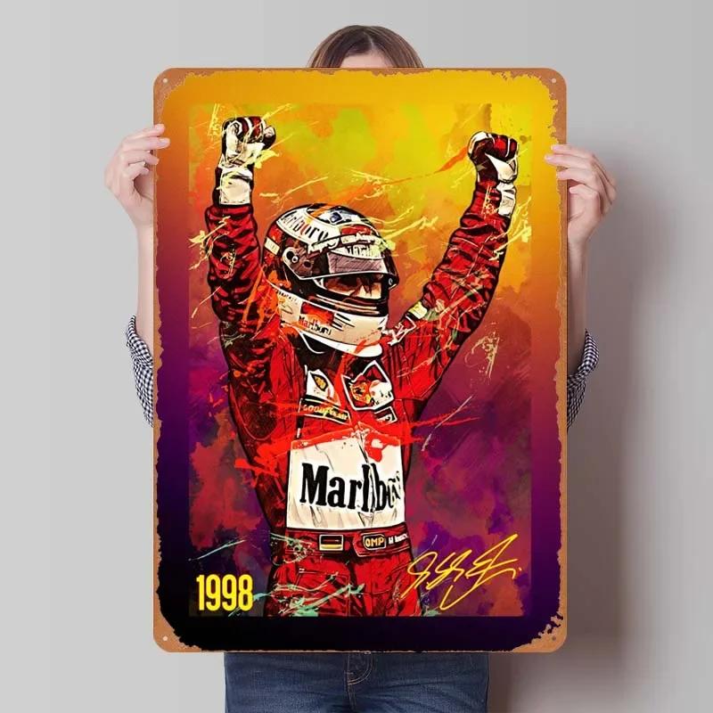 Michael Schumacher Metalowy Znak Plakaty Wyścigowe Dekoracja Dekoracja Ścienna Dekoracja Pokoju Dziennego Mężczyzna Vintage Elementy Dekoracyjne do Domu Mural Artystyczny