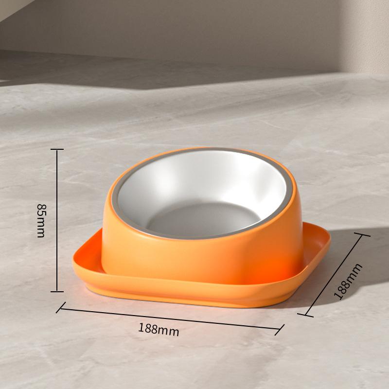 Pet Bowl Oblique Bowl Dog Food Basin Anti-knock Dog Bowl Protection Cervical Spine Stainless Steel Cat Food Basin Pet Feeder