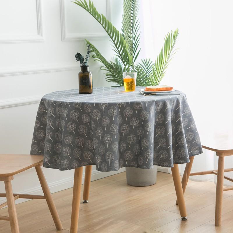 Round Cotton Linen Tablecloth 150cm Modern Minimalist Marble Print Dining Table Cover Kitchen Home Decor