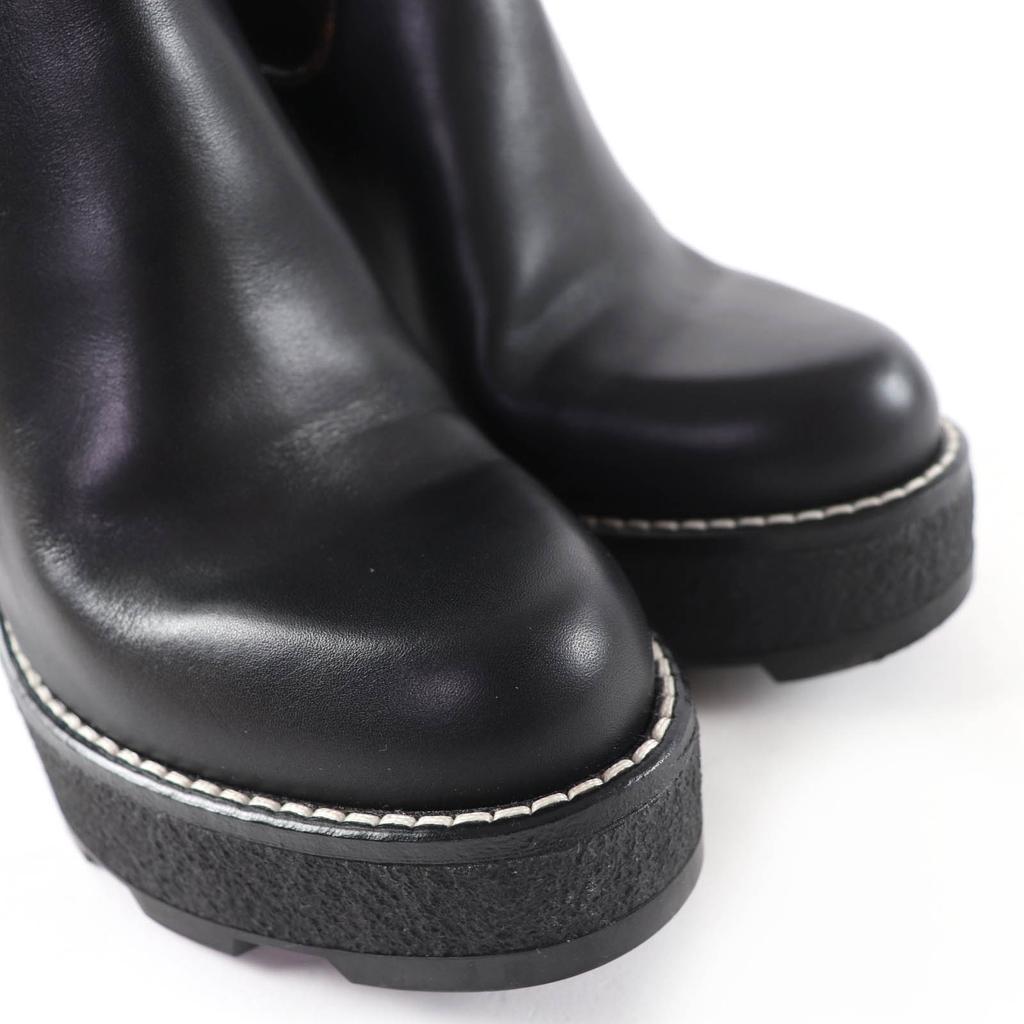Great LOUIS VUITTON short boots Monogram leather black leather Women 35 Used
