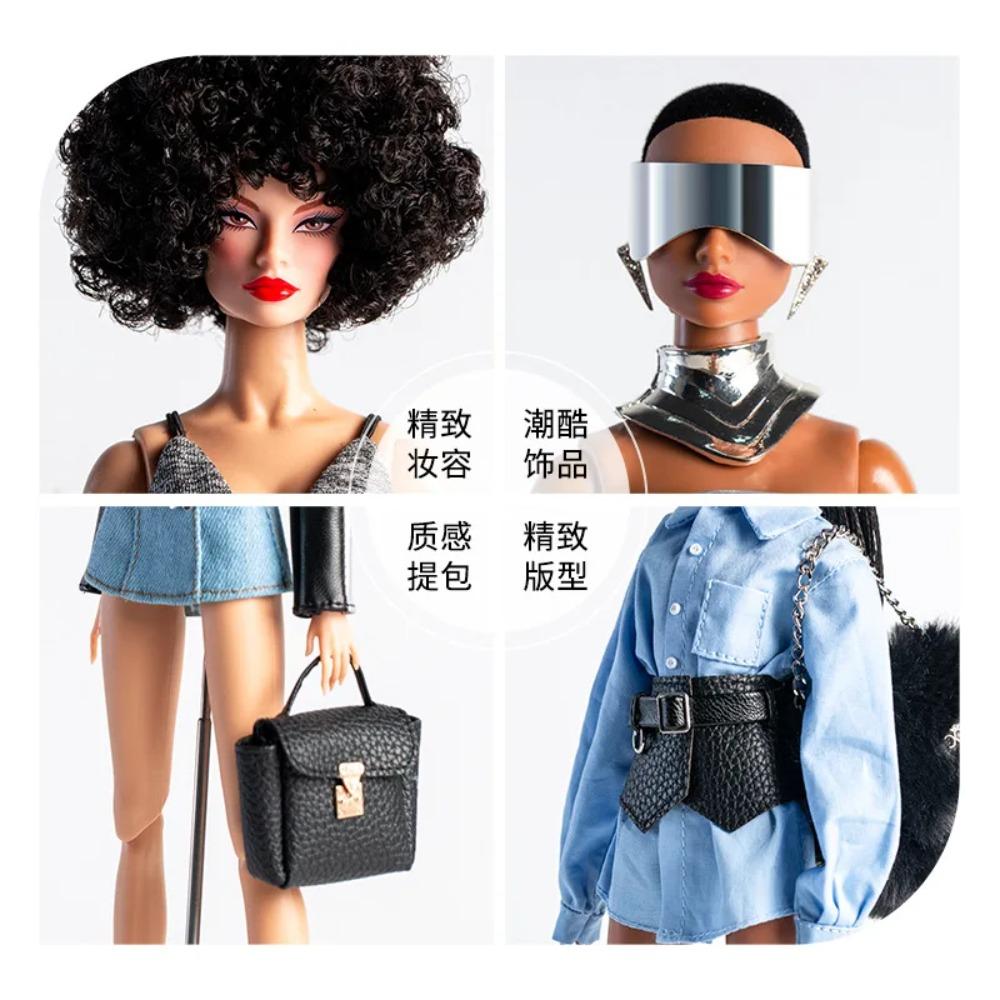 30cm Ubranka i Akcesoria dla Lalki Fajnej Dziewczyny Futurystyczna Nowoczesna Skórzana Kurtka/Koszula/Okulary Moda Przebranie Dla Lalki Supermodelki 1/6