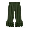 Damen Y2K Style Yoga Capri-Hose Lagen-Rüschensaum Kurze ausgestellte Leggings Sommerlich Lässig Stretch Schlanke Passform Ausgestellte Hose