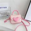 Color Heart Blocking Shaped Buckle Leather Children Shoulder Bag For Daily Use