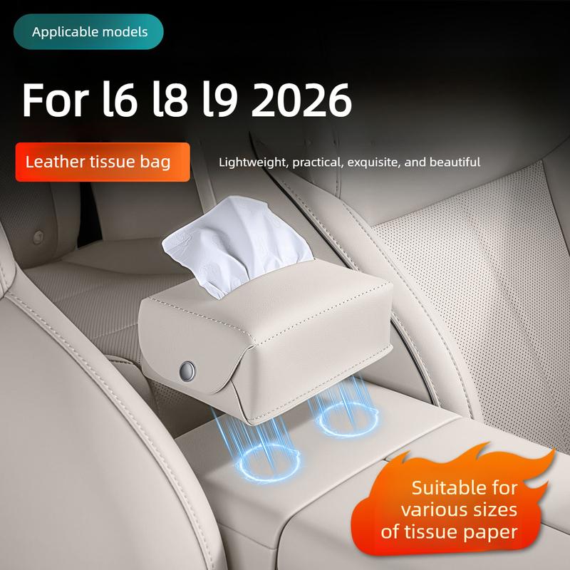 Car Tissue Box for Li Auto I6 I8 L6 L7 L8 L9 Livis 2026 Original Car Color Leather Tissue Box Automotive Interior Modification